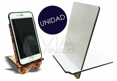 Porta celular de madera cristal