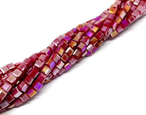 #27…cristal cuadrado de 3x3mm-Rojo oscuro tornasol