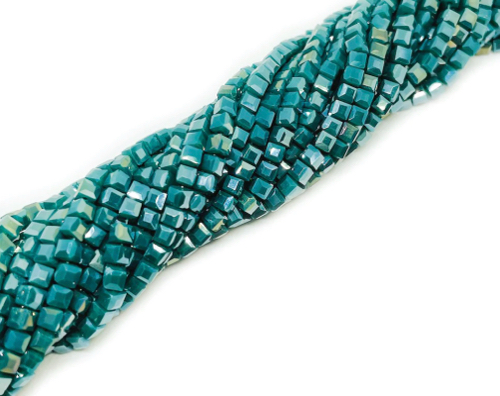 #40…Cristal Cuadrado de 3x3mm - Verde petróleo