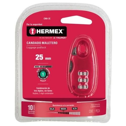 Hermex candado maletin 25mm con clave
