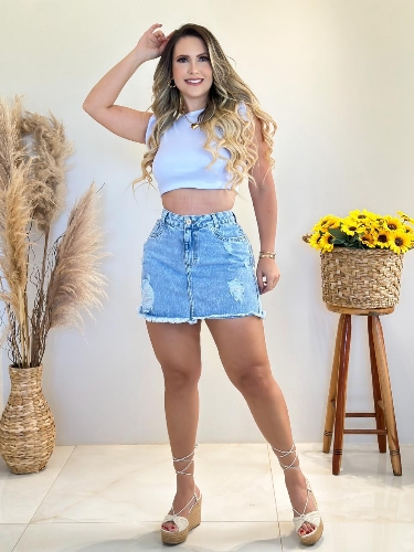 Saia jeans desfiada