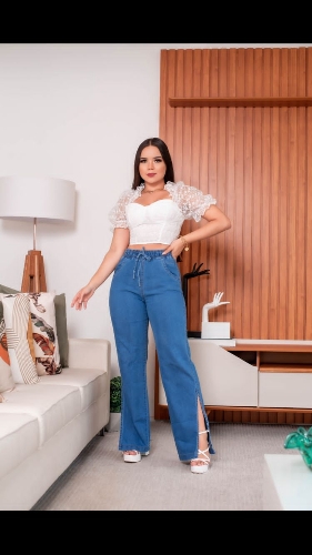 Calça panta c/ elástico jeans