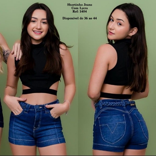 Short jeans c/ Lycra trança no cós