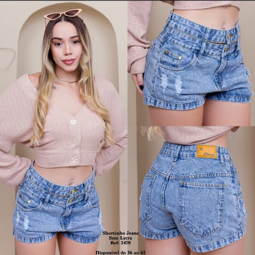 Short jeans c/ 2 botões
