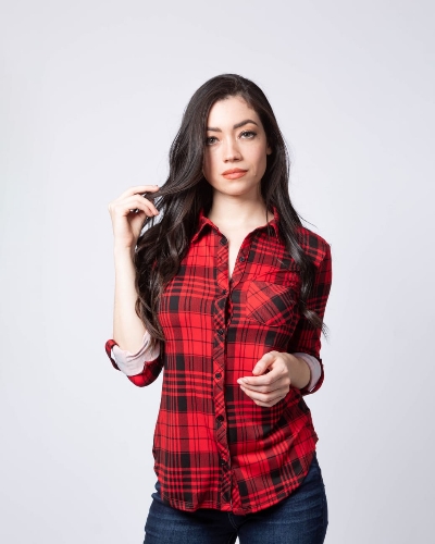 Blusa cuadros negra/ rojo talla XL