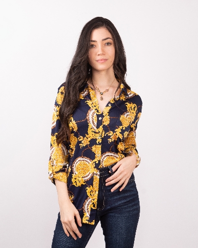 Blusa Azul  cadenas talla M