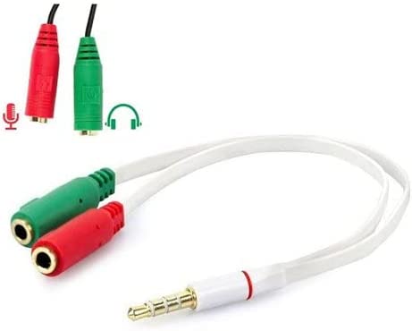 Cabo Adaptador de Audio P2 para P3 PS4 Xbox One Smatphones Notebook Headset Gamer PC FLAT BRANCO