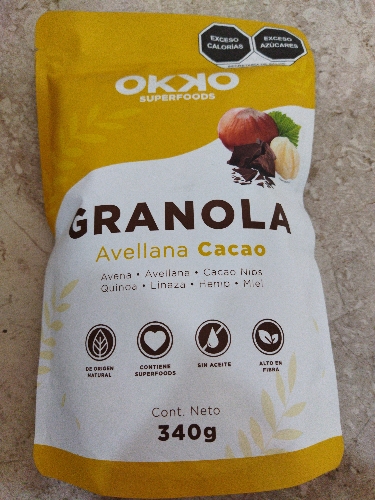 Granola Avellana cacao 340g OKKO
