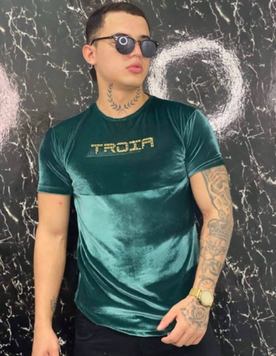 Camisa Tróia verde veluda T: G