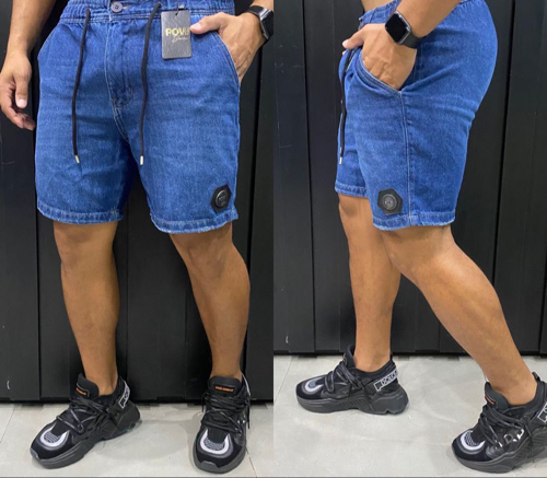 T: P Bermuda / pow jeans azul sem ser rasgada