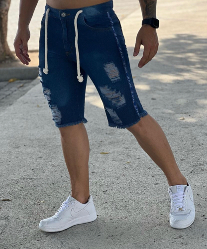 N: 42 Bermuda / wk azul rasgada com fita azul