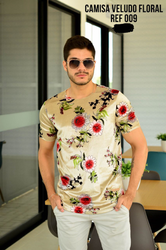 T: M Camisa society veluda floral @