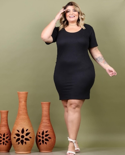 Vestido plus canelado