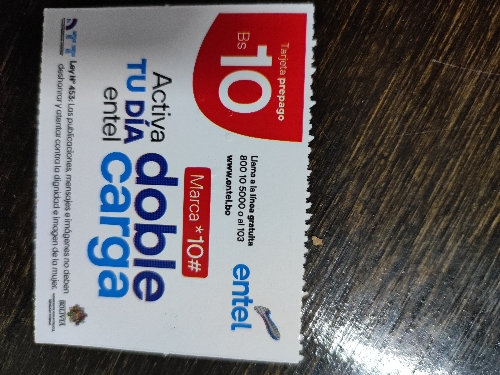 Tarjeta ENTEL 10bs