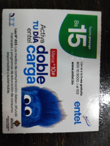 Tarjeta ENTEL 15bs