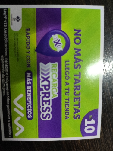 Tarjeta VIVA 10bs