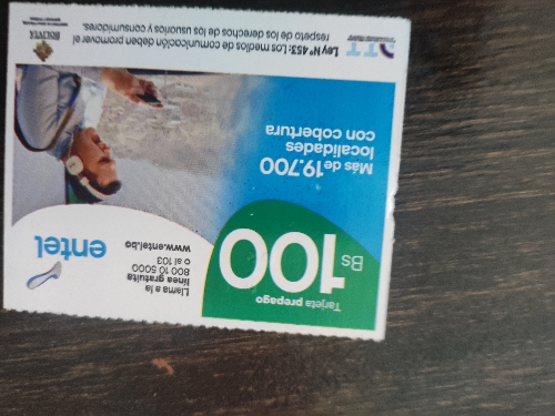 Tarjeta ENTEL 100bs