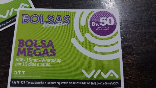 tarjeta VIVA 50bs