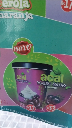 Helado CABRERA yogurt griego acai 1lt