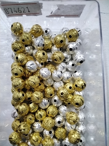 Paq 10und Balin texturado latón 8mm dorado