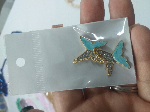 Paq mariposa esmaltado turquesa y zirconia  2 und