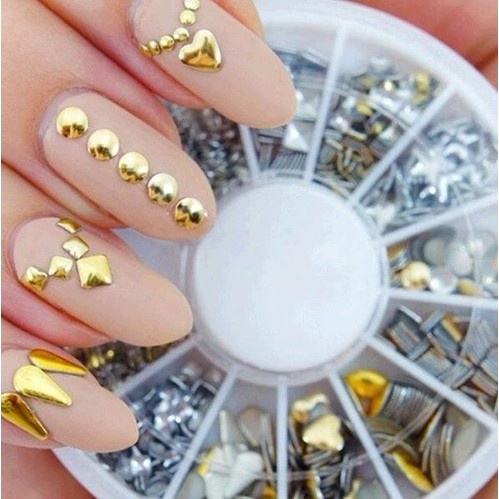 Decoração de unhas Prata Dourada