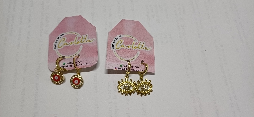 Zarcillos aros c/dige colgante  dorado