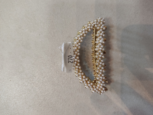 Caimán metálico con perlas y murano