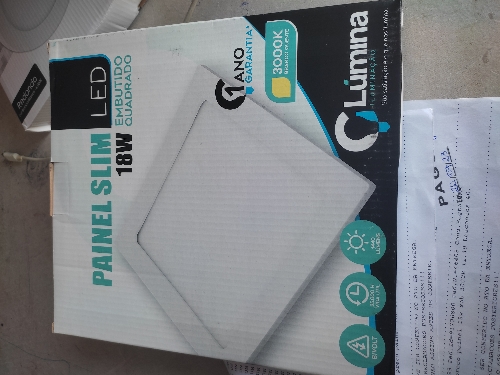 PAINEL LED EMB QUAD 18W 3000K LUMINA