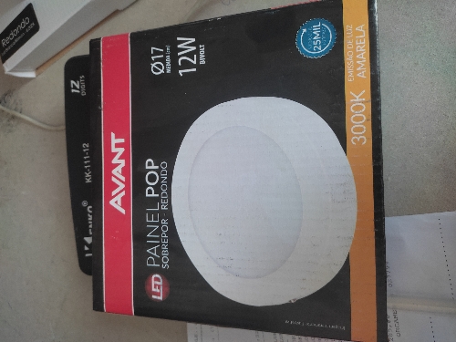 PAINEL LED SOB REDONDO 12W 3000K AVANT