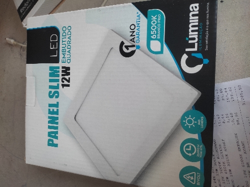 PAINEL LED EMB QUAD 12W 6500K LUMINA