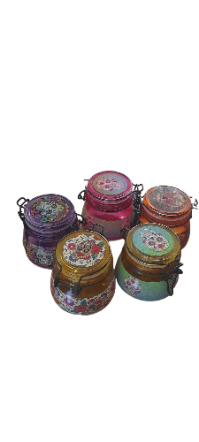 Pote de vidro estampado medio