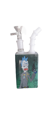 Bong de vidro caixa de leite rick and morty 17,5 cm