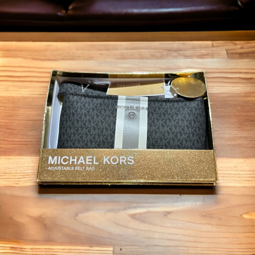 logo belt bag with stripe