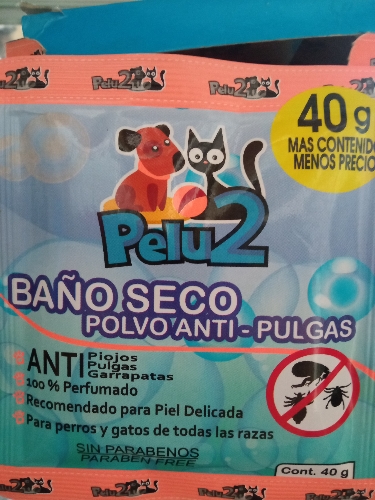 Baño seco antipulgas pelu2 x40 gr