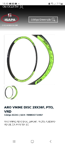 Aro 29 vnine disc 36 furos verde vzan