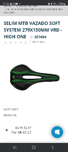 Selim mtb vazado sort verde highone