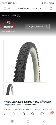 [5977YZ] Pneu 26x1.95 k816 c/faixa amarela kenda