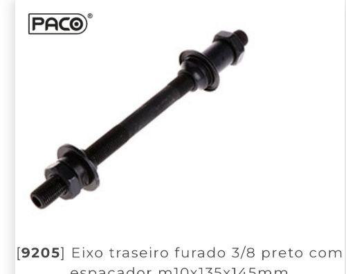 Eixo tras furado 3/8 pto blocagem paco