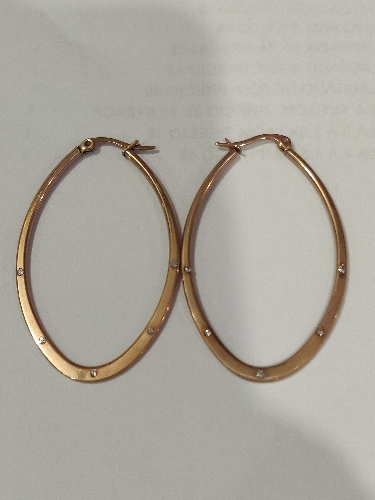 ARGOLLA EN ACERO OVALADA LISA PLANA CON CIRCONES BRONCE 57 MM ARA00134