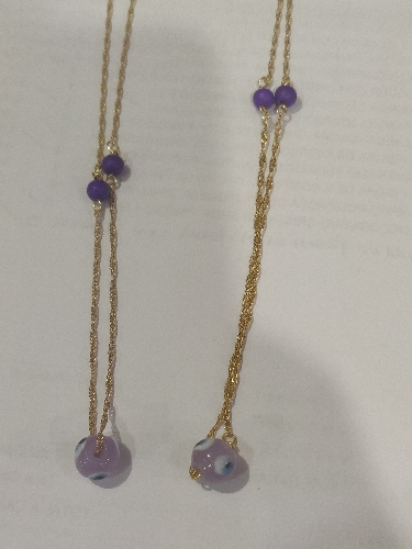 CADENA FABRICADA OJO TURCO  CIRCULAR EN MURANO MORADO CFL000211