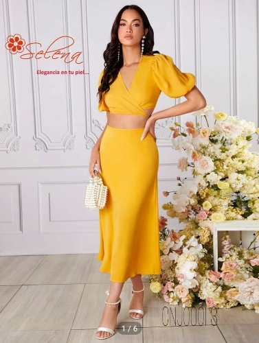 CONJUNTO DE DAMA FALDA/TOP CORTO/MANGAS CORTAS CNJ00013