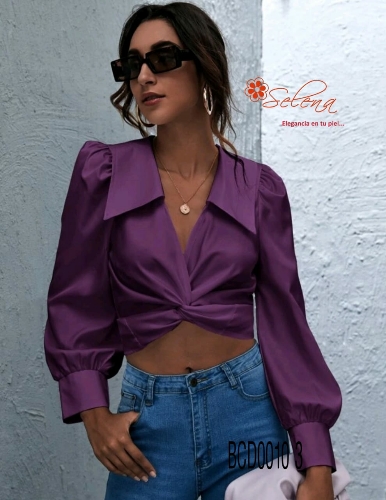 BLUSA MANGA LARGA/CUELLO ANCHO MORADO  BCD00103