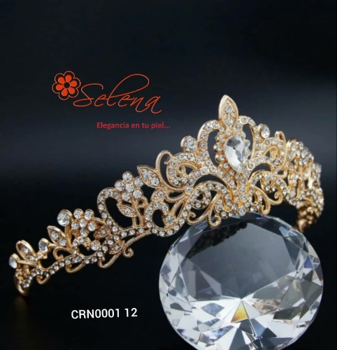 CORONA DORADO CIRCONES/FLORES/GOTA CRN000112