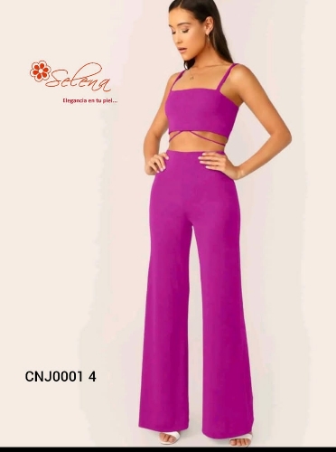 CONJUNTO DE DAMA  LICRADO PANTALON TOP D TIRAS /MAGENTA CNJ00014