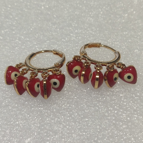 ARGOLLA EN LAMINADO 5 OJO TURCOS ROJOS FORMA CORAZON ALD00411