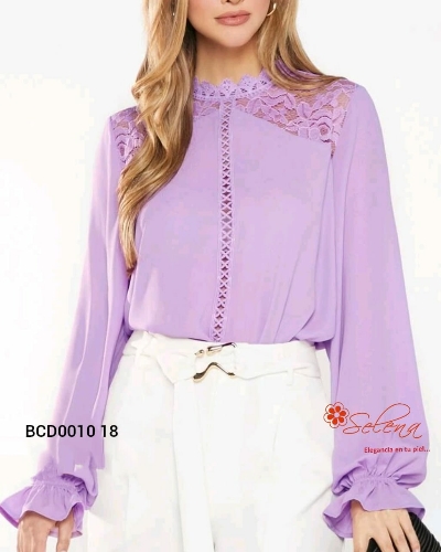 BLUSA CEDA/ENCAJE/CUELLO ALTO MANGA LARGA MORADABCD001018