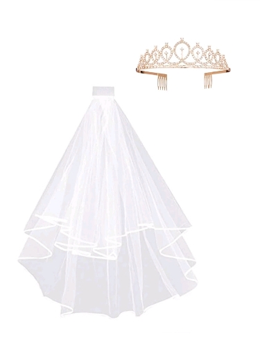 CORONA SENCILLA NOVIA CON  VELO DE TUL CRN00081