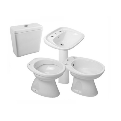 Juego de bidet, lavamanos, inodoro, mochila, columna)