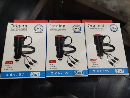 Cargador celular auto 3 en 1